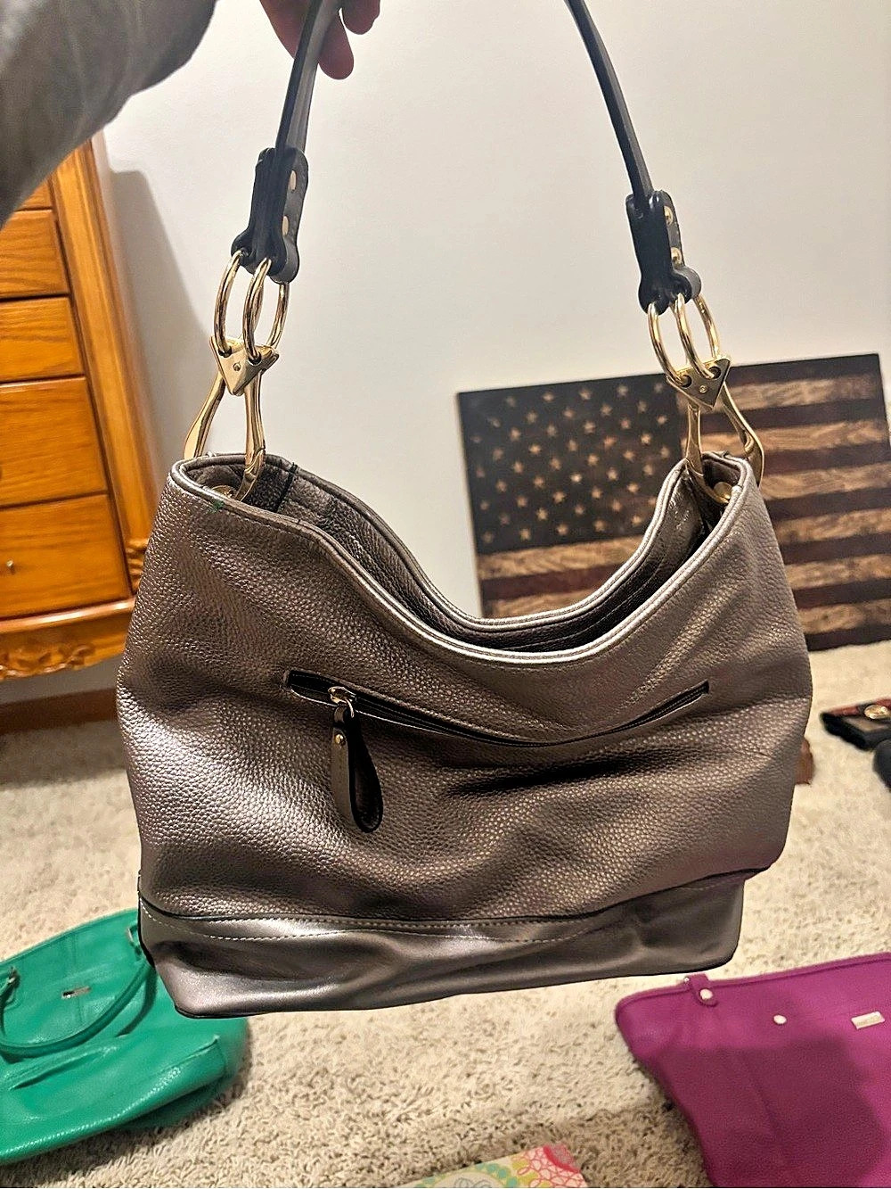 Mia K Farrow Brown Hobo Bag and wallet